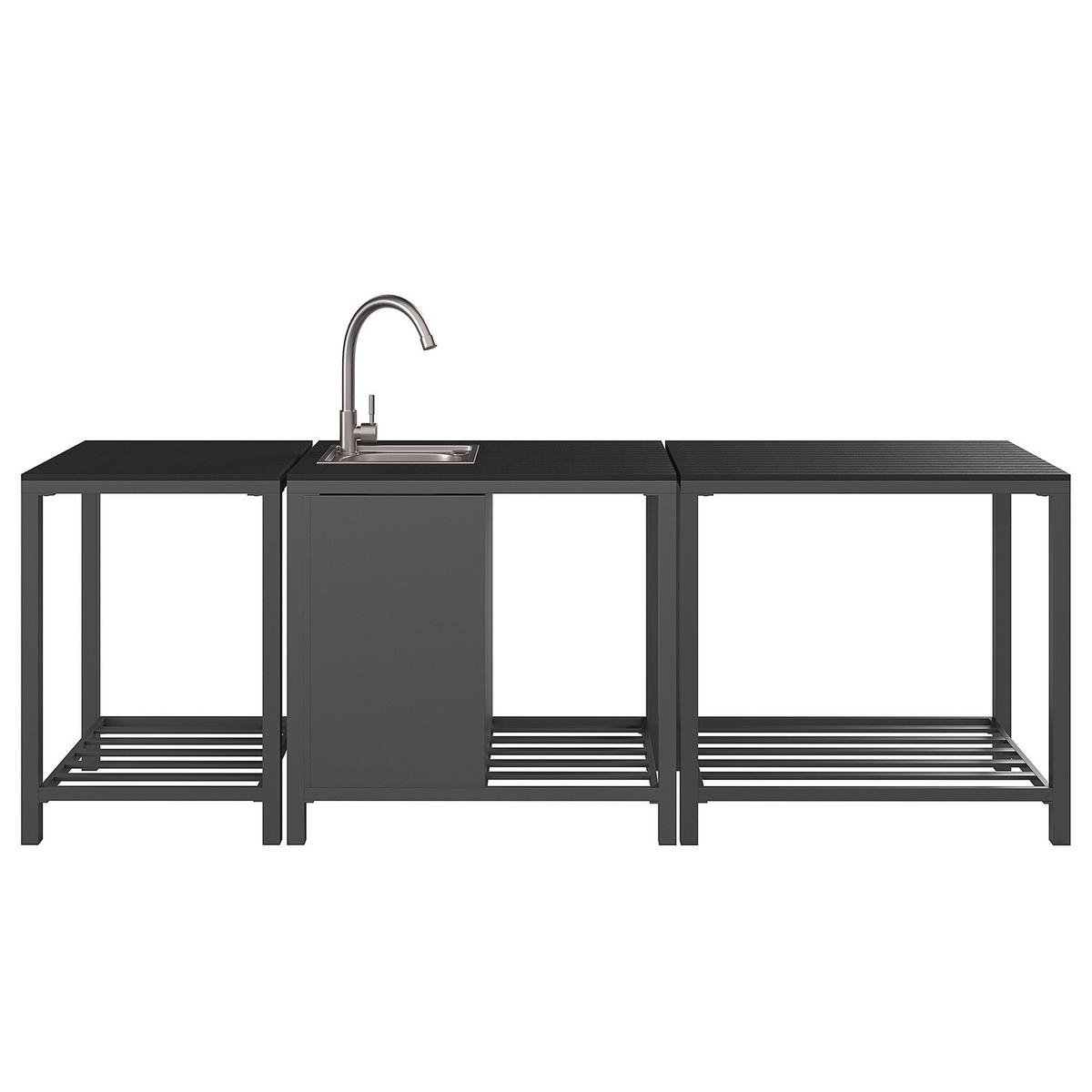 GARTENSPÜLTISCH - Aluminium / Kunststoff - Schwarz - Schwarz, Kunststoff/Metall - home24