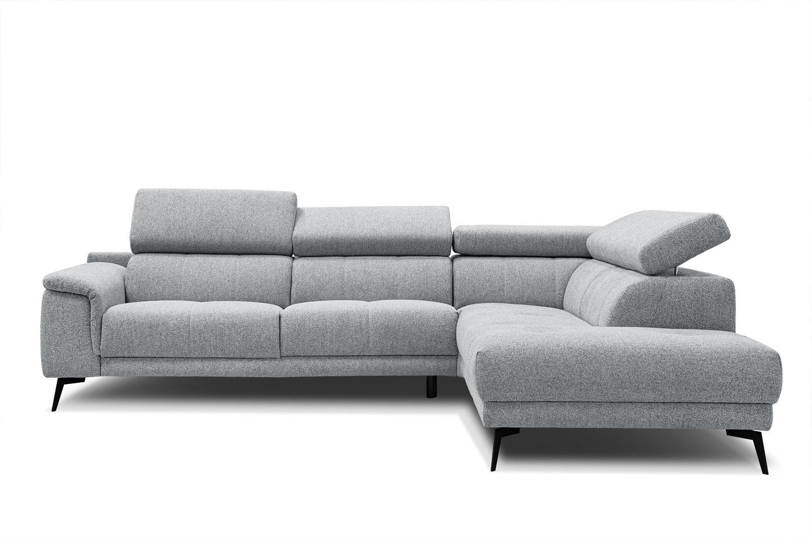 ECKSOFA FIERO 5-Sitzer, silberfarben - Silberfarben/Schwarz, Holzwerkstoff/Textil (269/158cm) - Courtois Laville