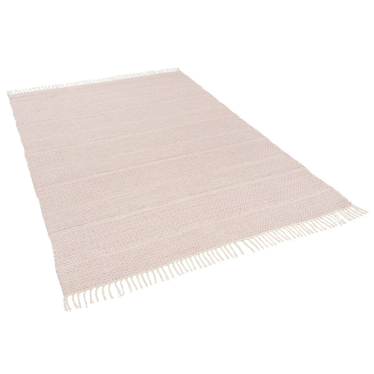 BAUMWOLLE NATUR KELIM TEPPICH SANDY STRIPES - Rosa, Textil (70/140cm) - Pergamon