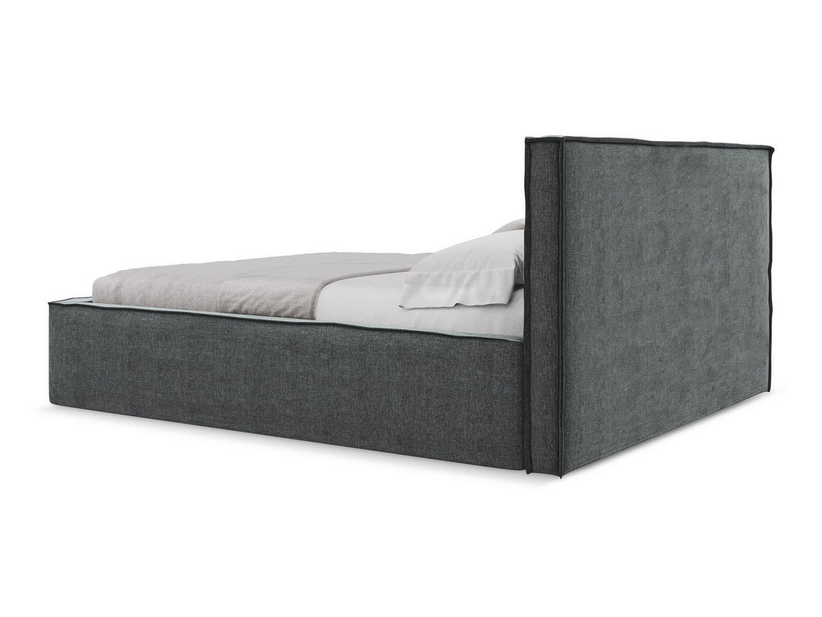 POLSTERBETT mit Bettkasten und Lattenrost 160x228 Grau - Schwarz/Graphitfarben, Kunststoff/Textil (140/200cm) - Makamii