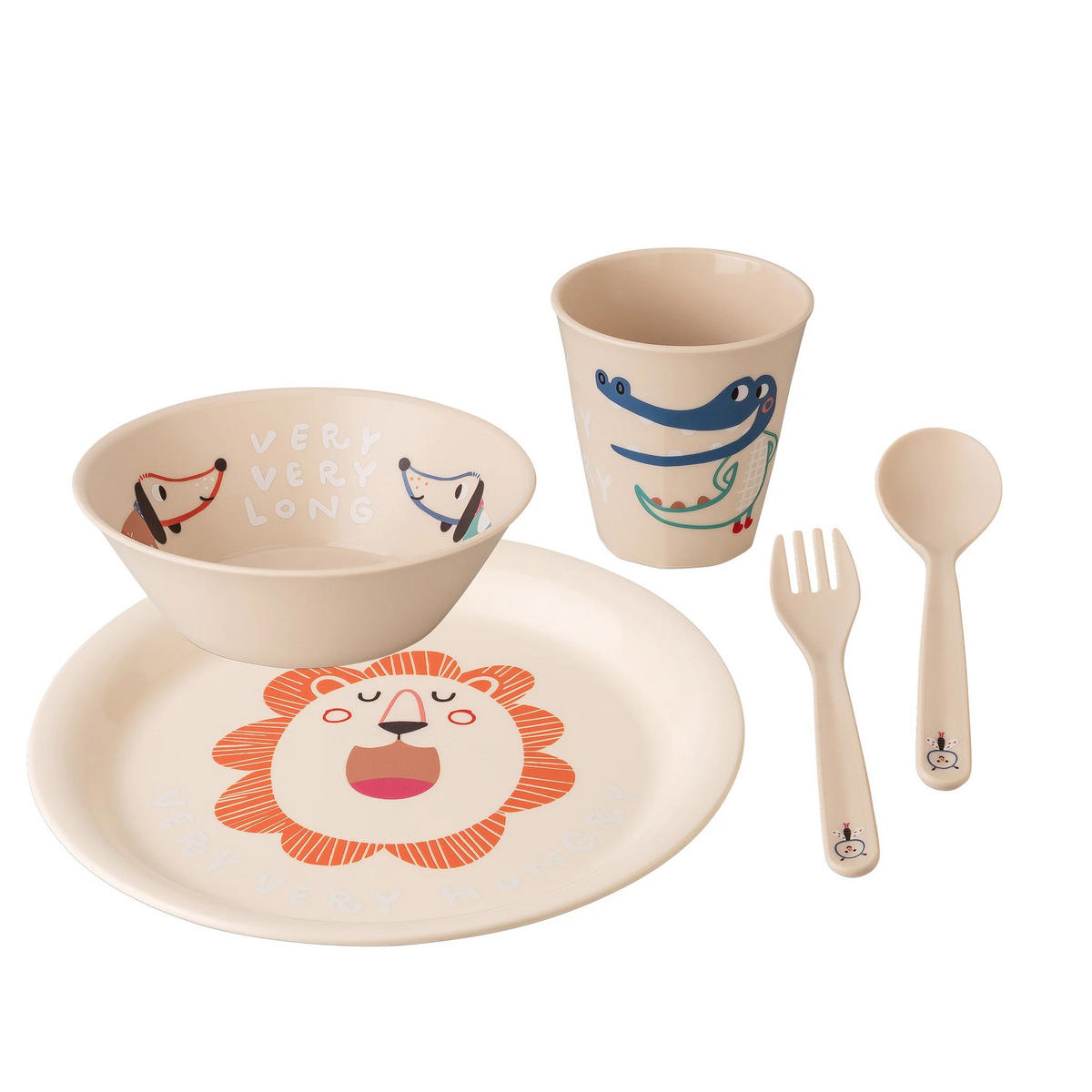 KINDERGESCHIRR-SET Hop On At Home 4-teilig - Beige, Kunststoff (1/1/1cm)