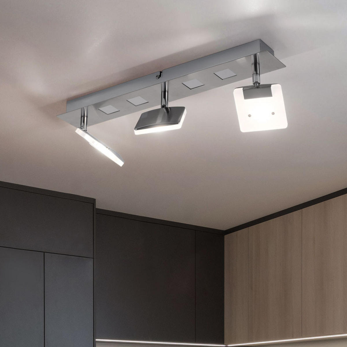 LED DECKENLEUCHTE KAMALA Silber satiniert - Silberfarben, Metall (45/7/15cm)