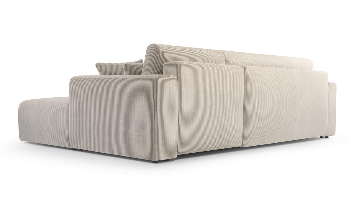 ECKSOFA L Form Catea Weiß 279/145/84 cm Rechts mit Schlaffunktion - Creme/Schwarz, Kunststoff/Textil (279/145cm) - AX Living