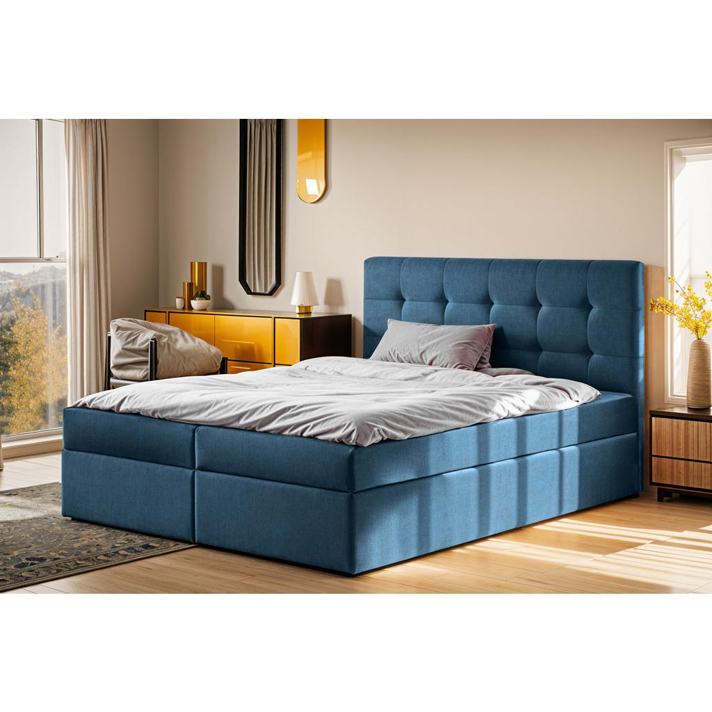 Thumbnail - Kaiser Möbel Boxbett, Blau, Holz, H3, 120x200 cm, Schlafzimmer, Betten, Boxspringbetten