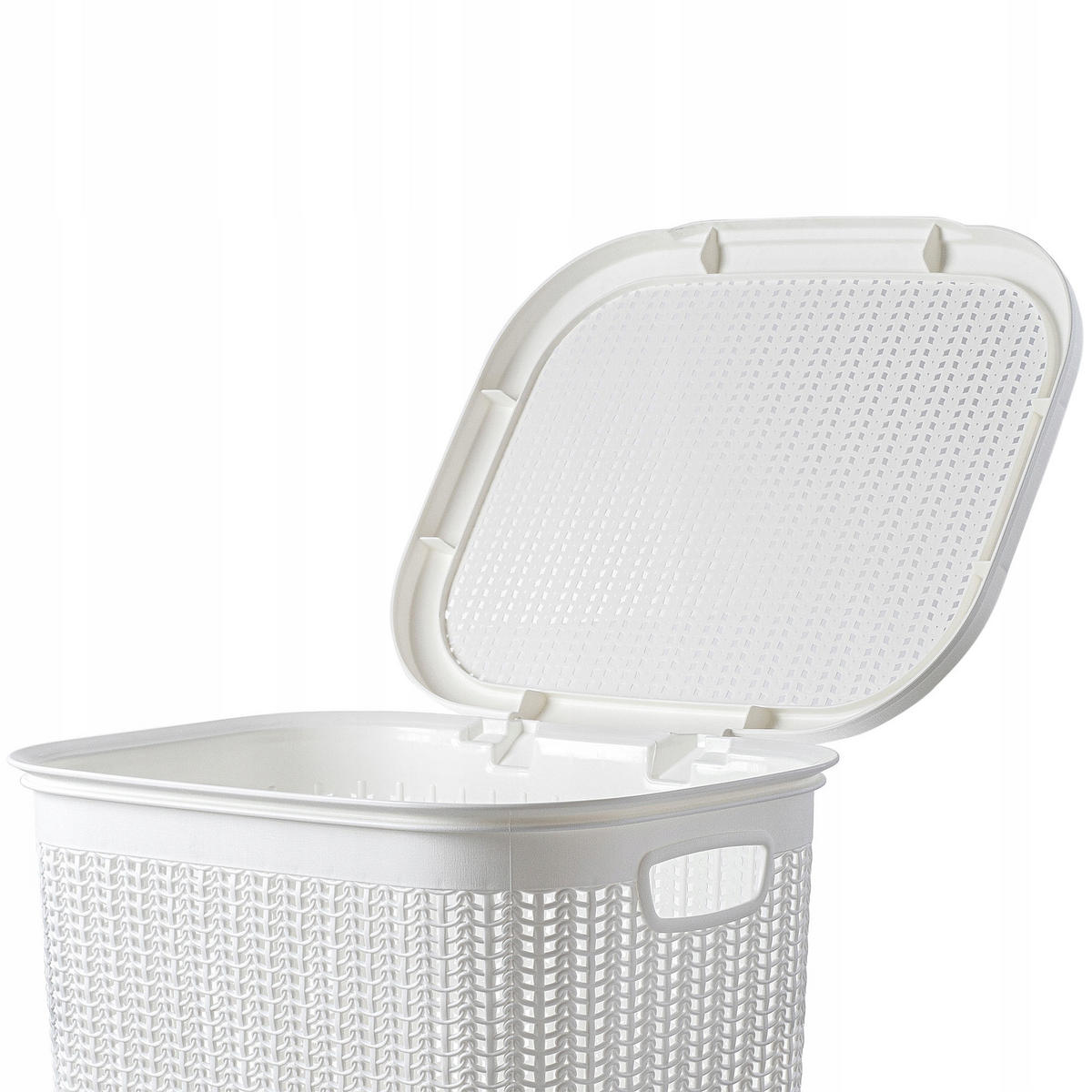 KADAX Wäschekorb 50L großer Kunststoffbehälter mit Deckel weiß - Weiß, Kunststoff (44.5/37/54cm) - KADAX