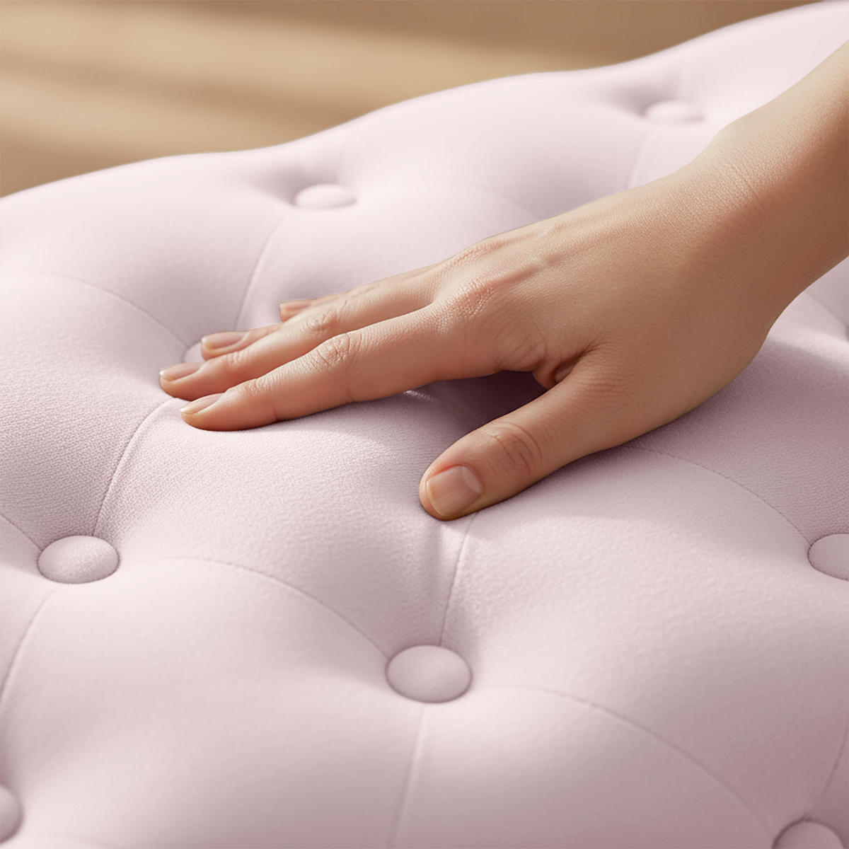 POLSTERBANK mit Samt - Optik Rosa 42/41/42 - Rosa, Textil (42/41/42cm) - RAUMHIRSCH FURNITURE