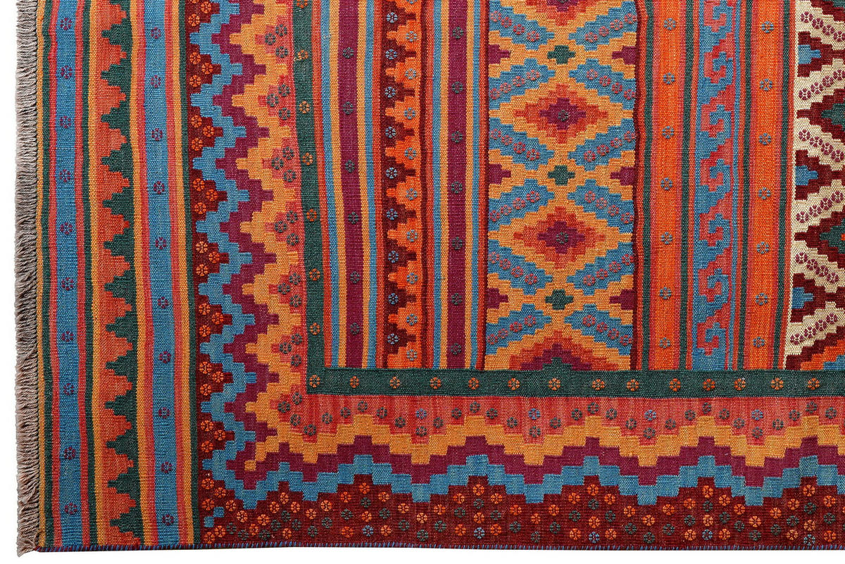HANDWEBTEPPICH Sumak Sirdjan Kelim Bunt 229/156 cm Schurwolle - Multicolor, Textil (156/229cm) - Looma