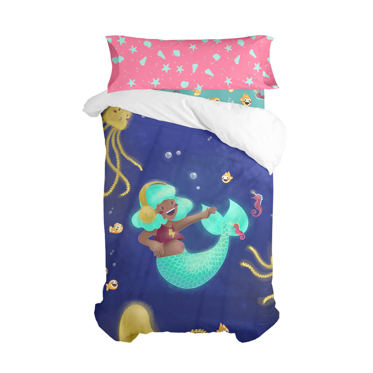 BETTBEZUG set 2 teiliges Happy mermaid 180x220 cm (Komfortgrösse) - Multicolor, Textil (180/220cm) - Happy Friday