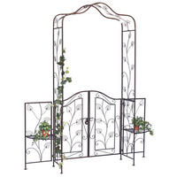 ROSENBOGEN mit Tor aus Metall Schmiedeeisen 236x186 cm 101759 - Braun, Metall (186/236/41cm) - DanDiBo