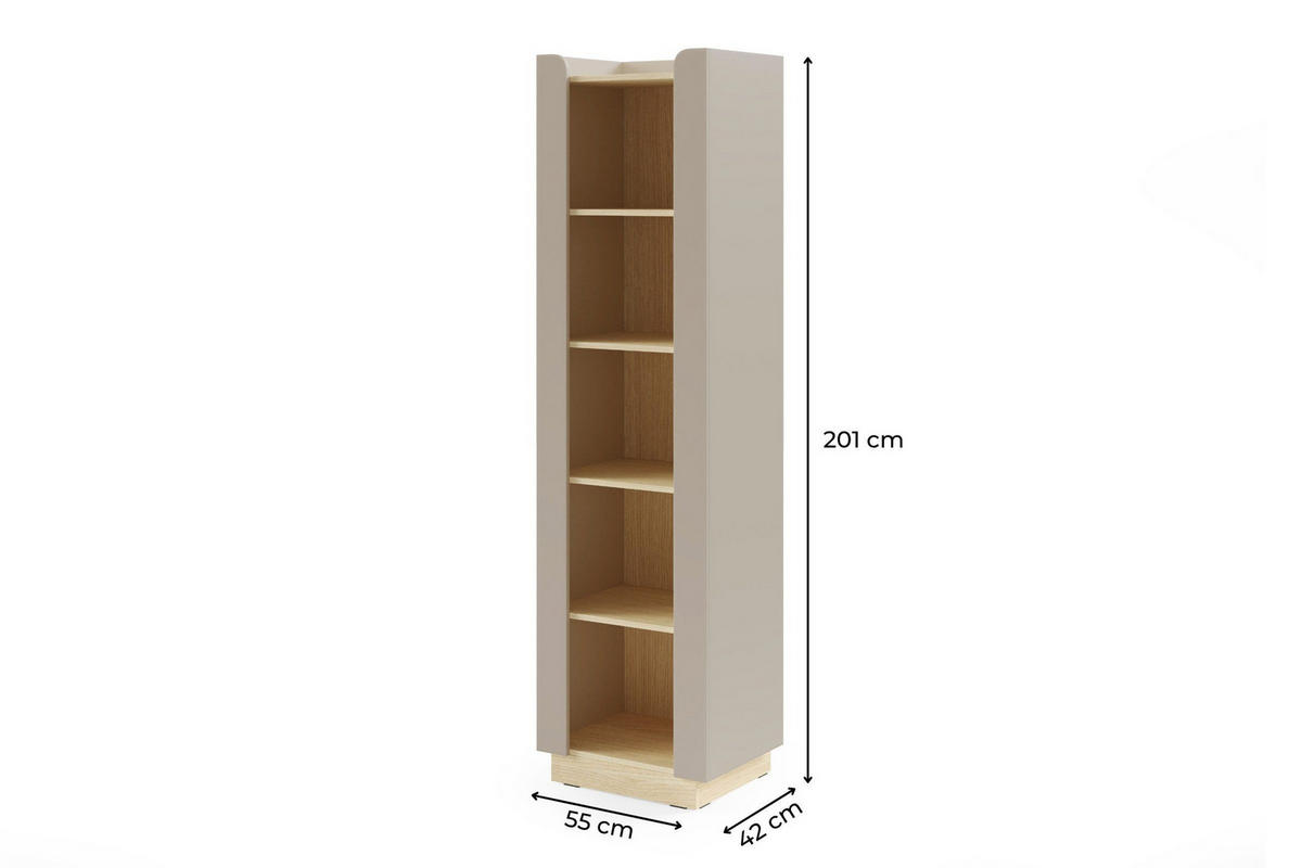 BÜCHERREGAL SOVI 02 55 / 201 / 42 cm in Porcini / Eiche Mavelie - Greige/Eichefarben, Holzwerkstoff (55/201/42cm) - Deine Möbel 24