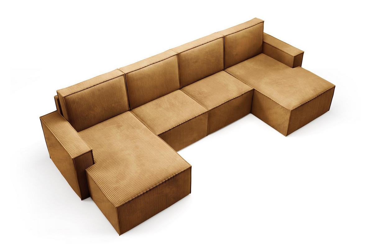 WOHNLANDSHAFT Orto Gelb - Gelb, Holzwerkstoff/Textil (320/93/142cm) - Bettso