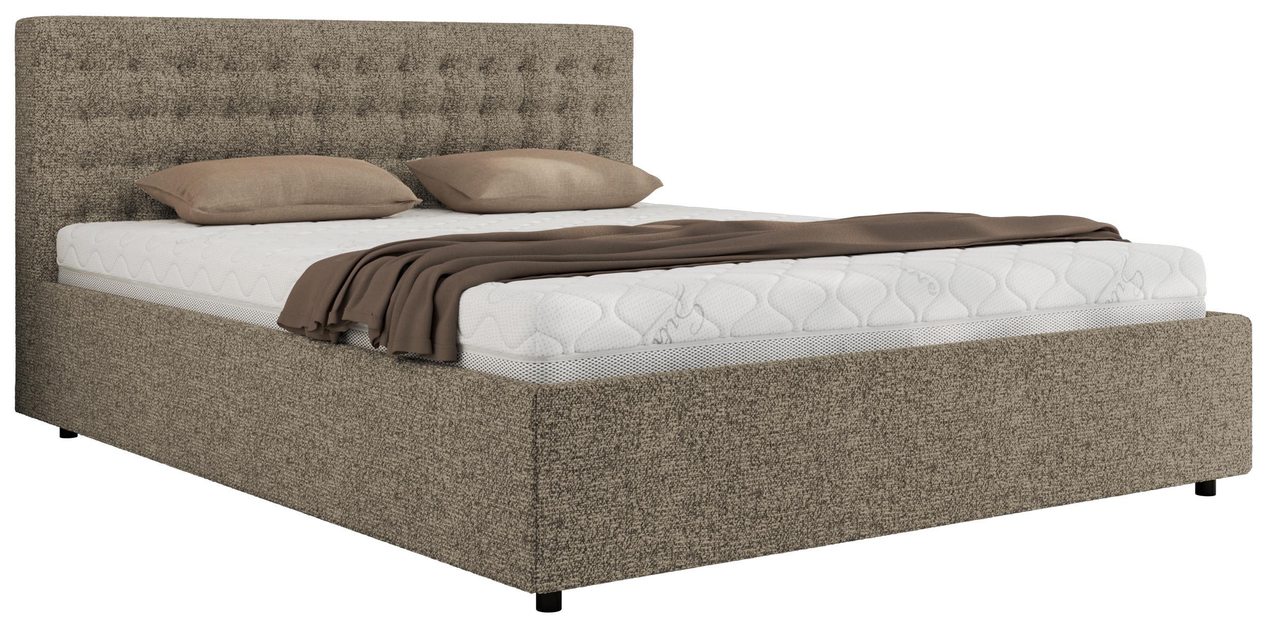 POLSTERBETT PAVO CLASSIC 180/200 - Grau Strukture - Multipocket-Matratze - Grau, Textil (180/200cm) - MKS