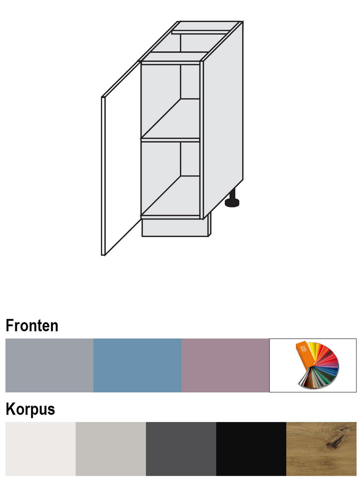 UNTERSCHRANK Bari D1D/30 Lava / RAL 4009 pastellviolett 30 / 50 / 82cm - Dunkelgrau/Violett, Holz/Holzwerkstoff (30/82/50cm) - Feldmann-Wohnen
