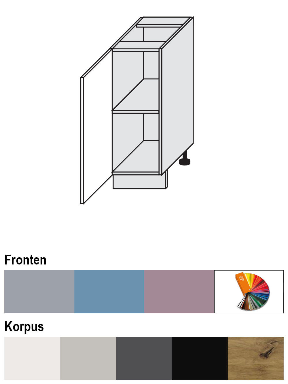 Thumbnail - Feldmann-Wohnen Unterschrank, Violett, Schwarz, Holz, 1 Fächer, 30x82x50 cm, Küchen, Küchenmöbel, Küchenschränke, Küchen...