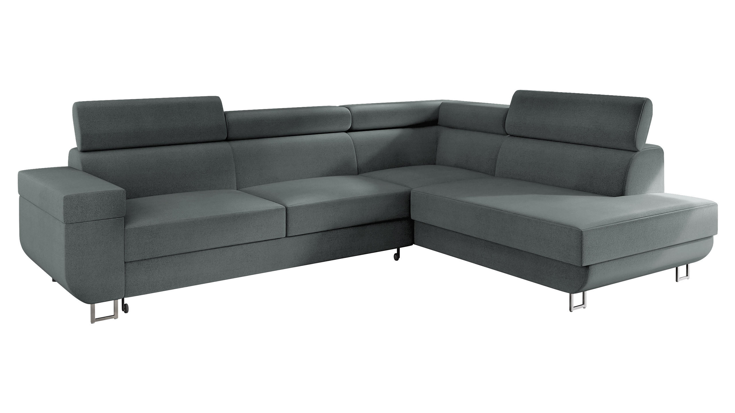ECKSOFA Fonti, Seite: Rechts - Hellgrau, Holz/Textil (253/188cm) - MIRJAN24