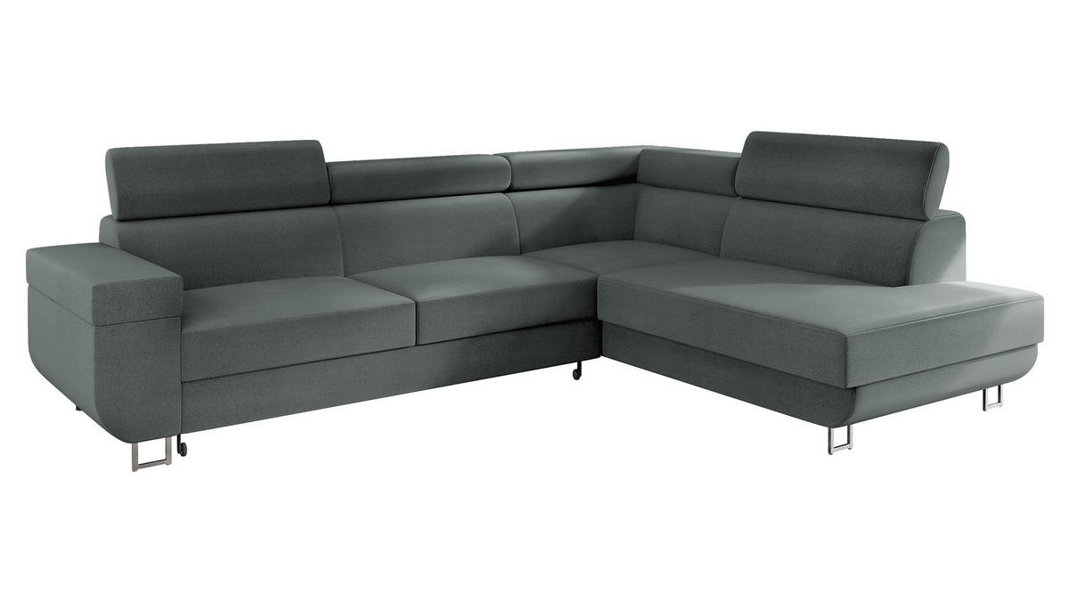 ECKSOFA Fonti, Seite: Rechts - Hellgrau, Holz/Textil (253/188cm) - MIRJAN24