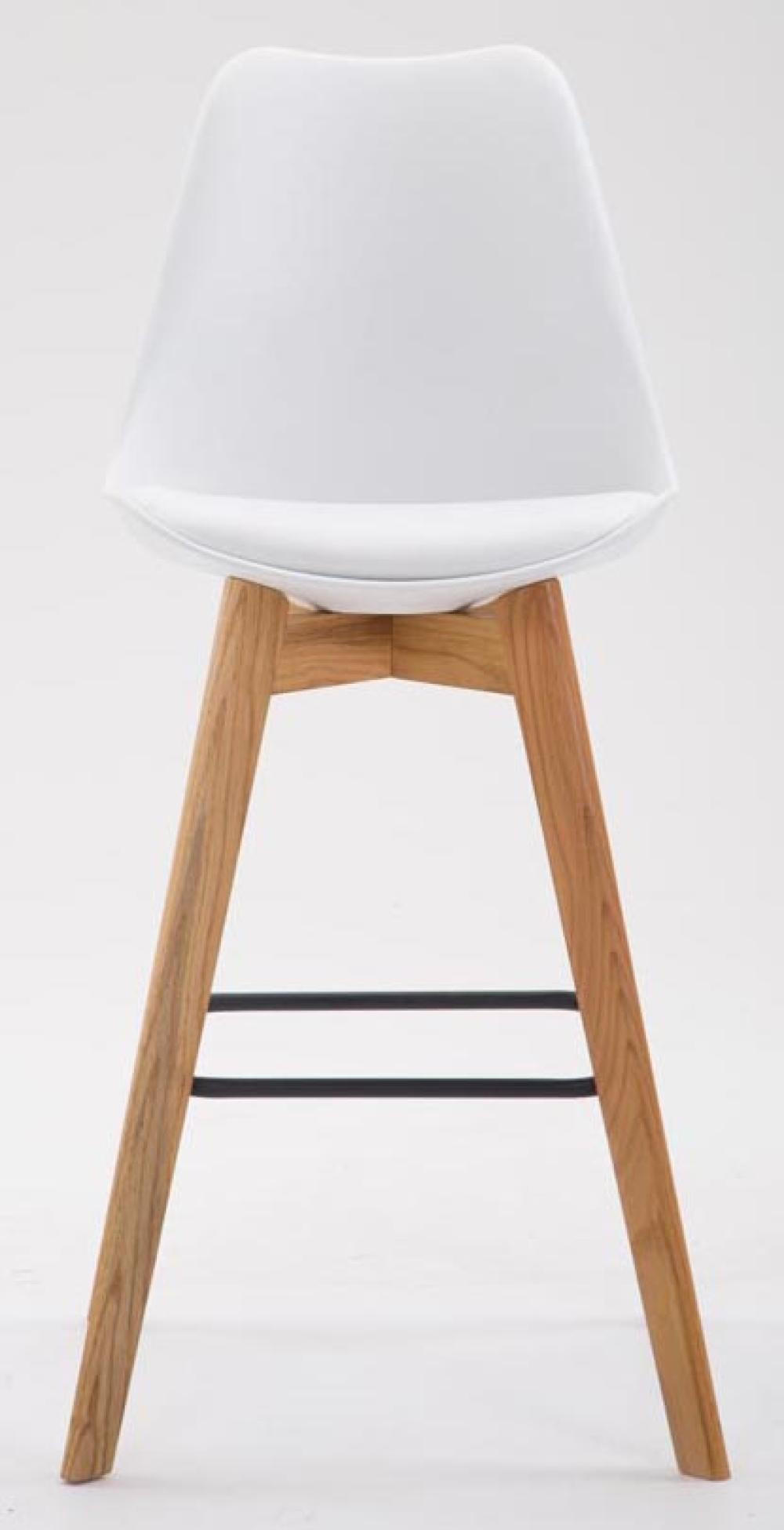 BARHOCKER 2er Set Kunststoff weiß - Eukalyptusholzfarben/Weiß, Holz/Kunststoff (48/112/56cm) - CLP