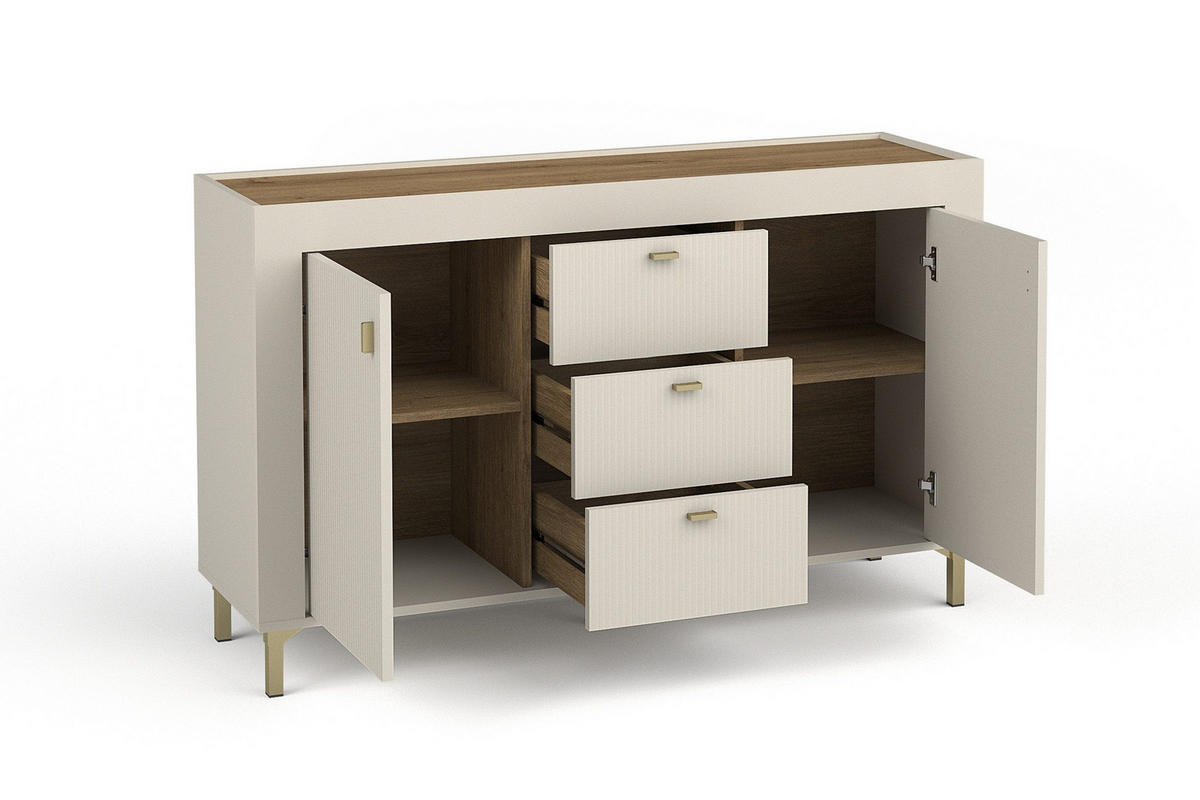 KOMMODE MONI 06 in Kaschmir / Eiche Whiskey matt 137/84/40 cm - Kaschmir, Holzwerkstoff (137/84/40cm) - Deine Möbel 24