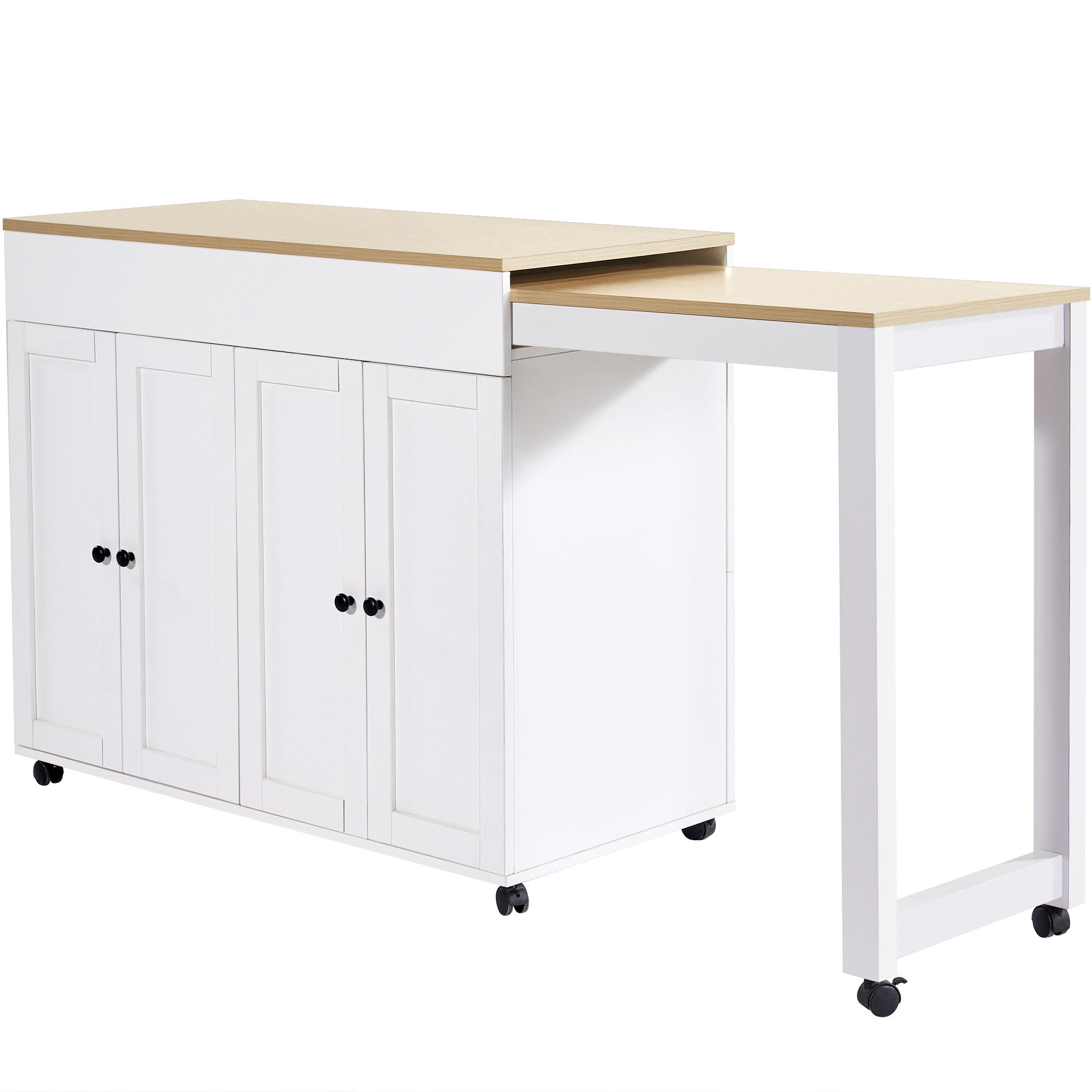 BARTISCH AUSZIEHBAR Stauraum 6 Ablagen Stehtisch Weiß - Weiß, Holzwerkstoff (117/94.6/50cm) - FLIEKS