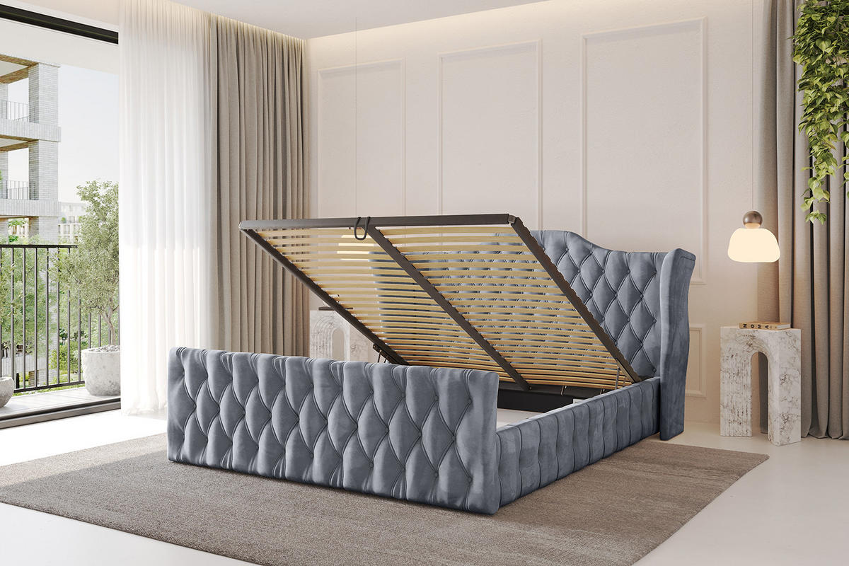 POLSTERBETT mit Bettkasten, Fußteil und Lattenrost, Boxbett ohne Matratze - MODY-Z 180x200 Grau - Grau, Holzwerkstoff/Textil (180/200cm) - ALTDECOR