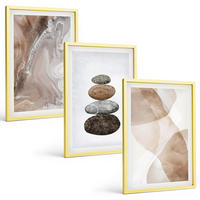 BILDER SET 3er Set - 40x60 cm Goldrahmen - Abstrakte Pastellformen - Goldfarben, Kunststoff (40/60cm) - TULUP