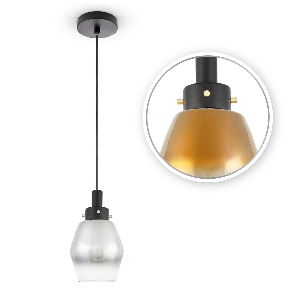 PENDELLEUCHTE Dora - Schwarz, Metall (14/14/25.4cm) - Paco Home