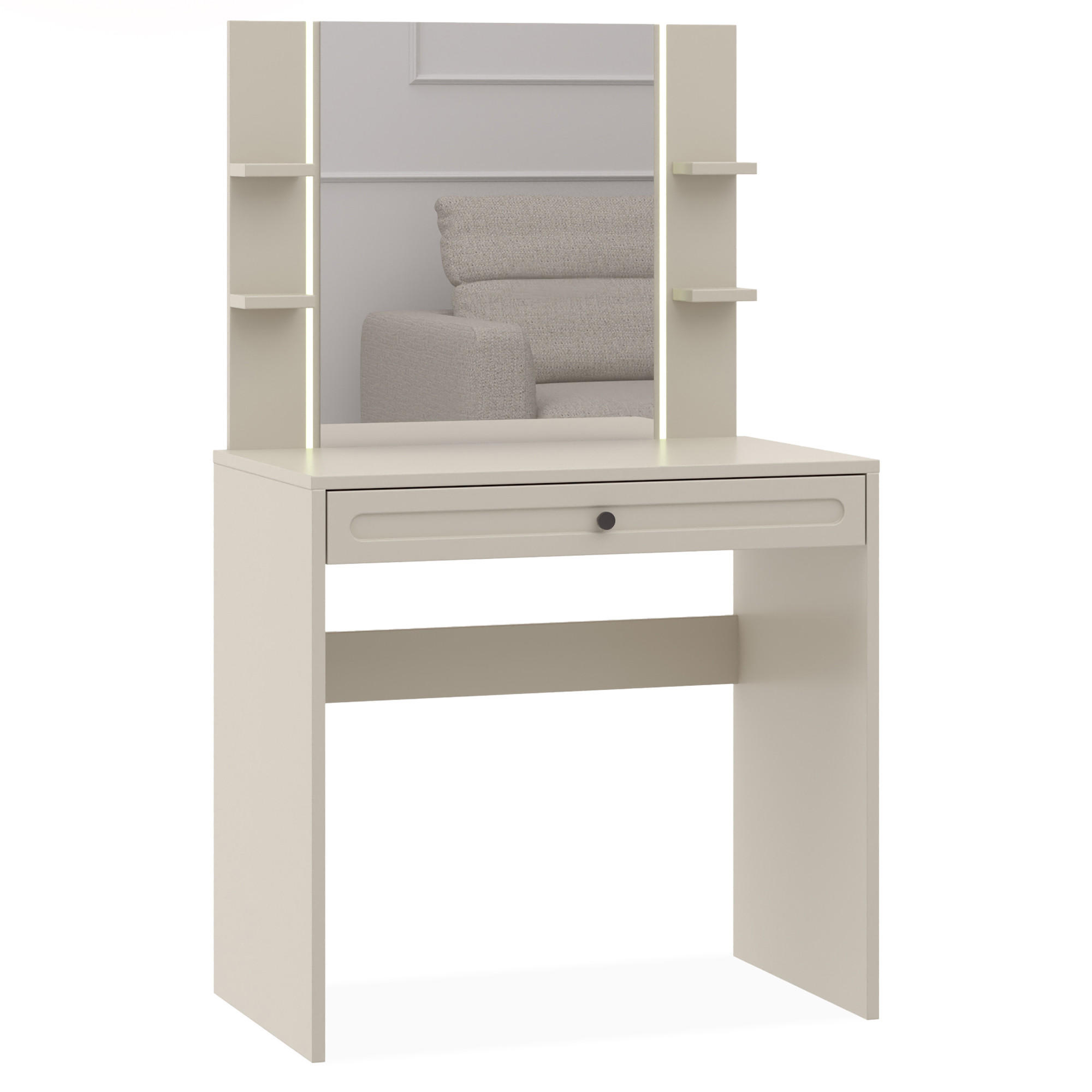 SCHMINKTISCH TILA, Cremefarbig - Creme, Holzwerkstoff (79.8/136/40cm) - KONSIMO®