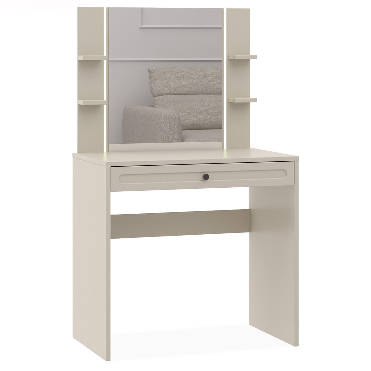 SCHMINKTISCH TILA, Cremefarbig - Creme, Holzwerkstoff (79.8/136/40cm) - KONSIMO®