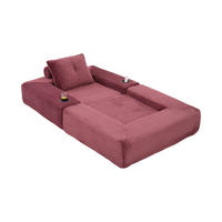 SCHLAFSOFA mit Cordbezug, Federkern, Getränkehalter und Seitentasche - Weinrot, Textil (122/80/98cm) - EVRYAE