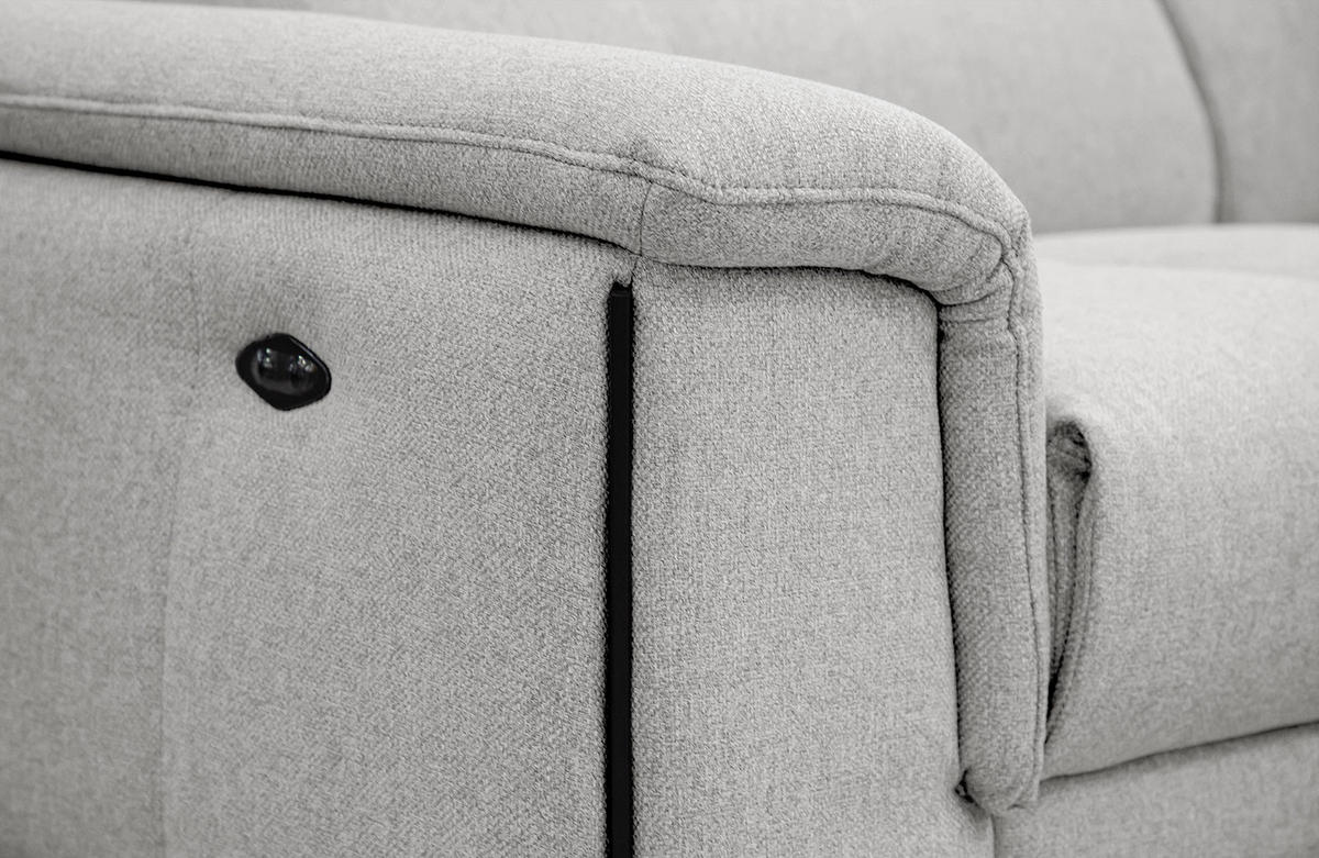 RELAXSOFA MATERA 3-Sitzer mit 2 Relaxfunktionen, hellgrau - Hellgrau/Schwarz, Holzwerkstoff/Textil (212/82/103cm) - Courtois Laville