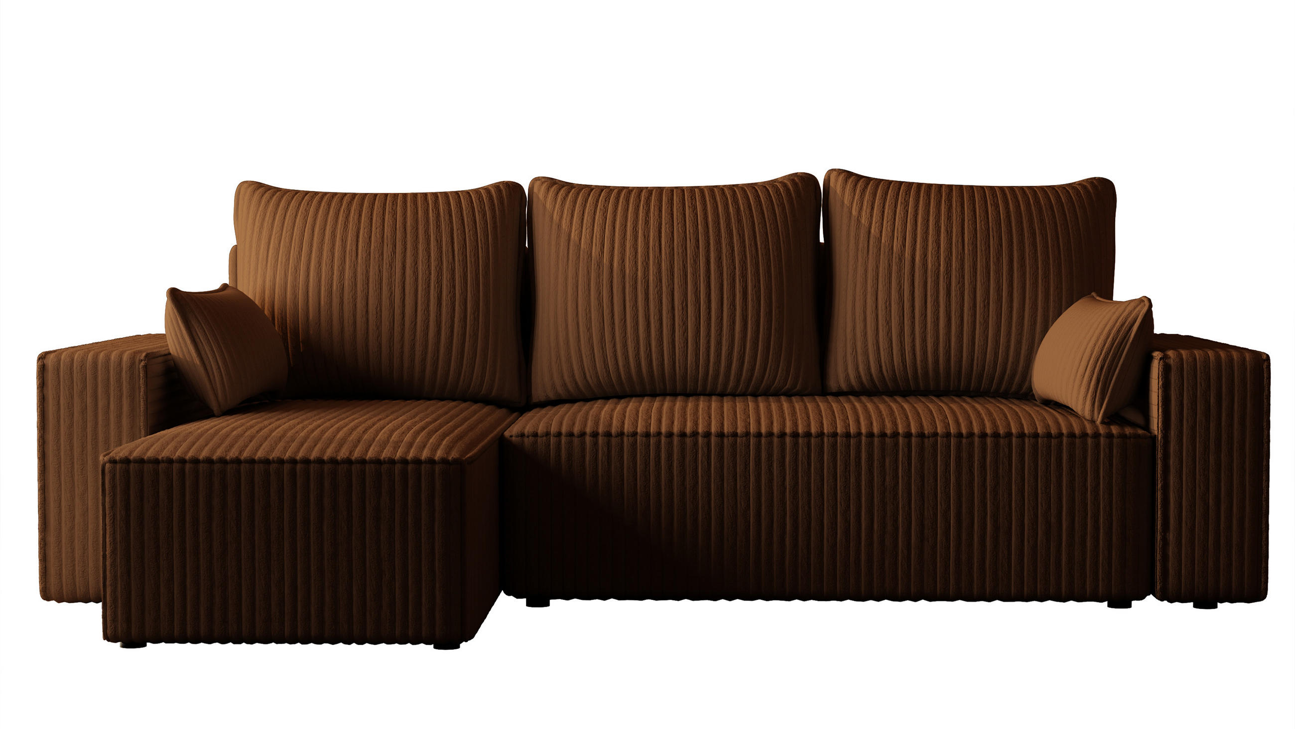 ECKSOFA Tobi mit Bettkasten und Schlaffunktion, L-Form/XL-Form, Cordstoff, Universal - Braun, Holzwerkstoff (246/145cm) - 4ALL HOME