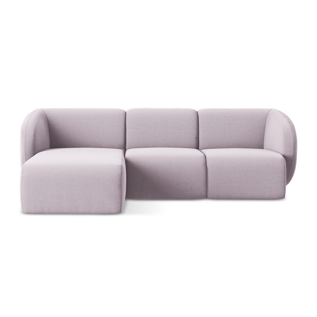ECKSOFA Links Samt Stoff Violett - Flieder/Schwarz, Holzwerkstoff/Kunststoff (248/166cm) - LaMiaSofa