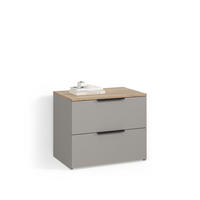 KOMMODE Piave Greige 60 x 50 cm mit 2 Schubladen - Greige, Holzwerkstoff (60/50/40cm) - Livinity®