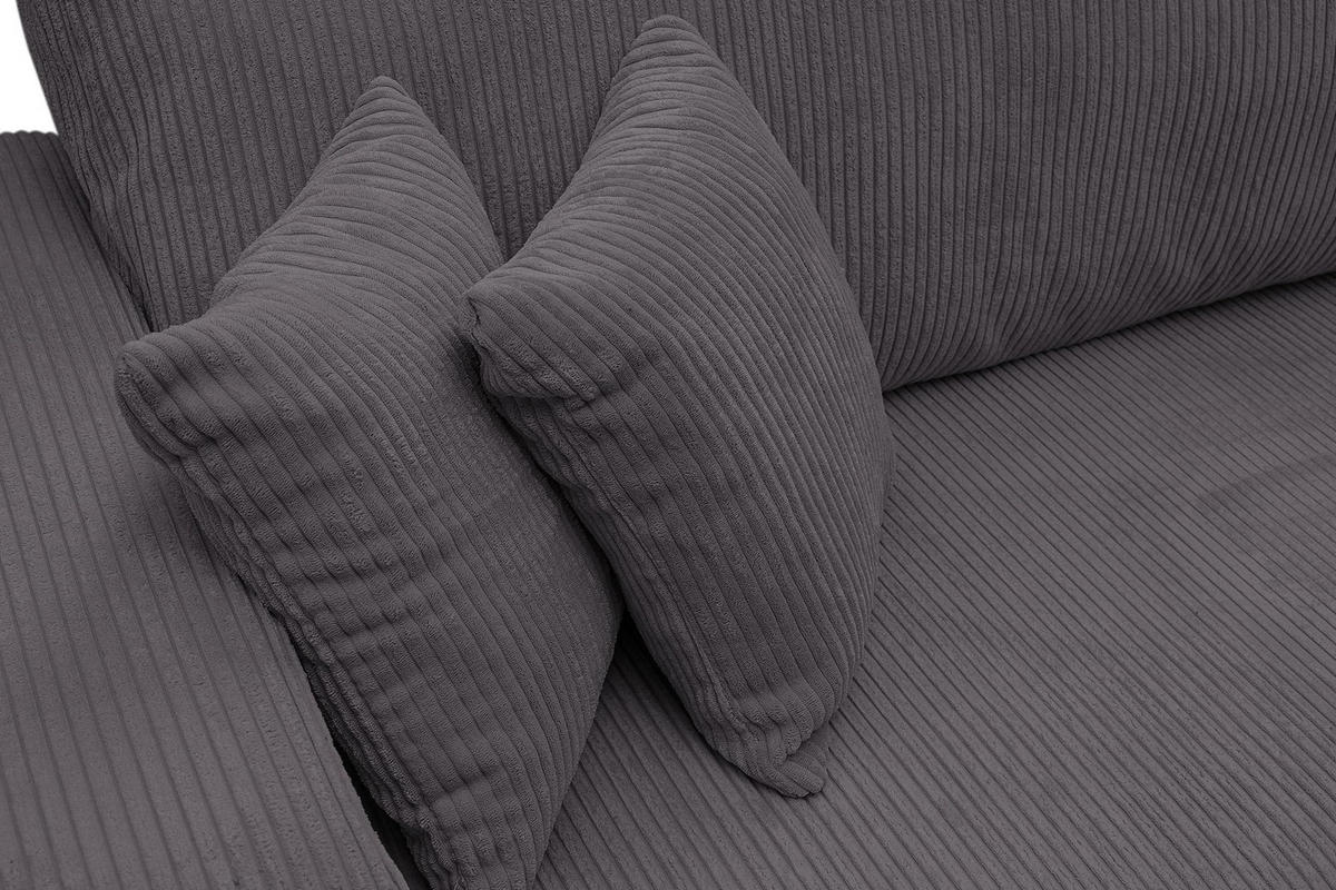 ECKSOFA Luna XL mit Schlaffunktion und Bettkasten Cord-Stoff (Dunkelgrau) - Dunkelgrau, Textil (274/142cm) - VENASI MÖBEL