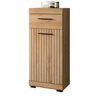 BADKOMMODE Eiche Artisan 37 x 88 cm, Badschrank mit moderner Rillen-Optik - Schwarz/Eiche Artisan, Holzwerkstoff/Kunststoff (37/88/31cm) - Inn.Furn