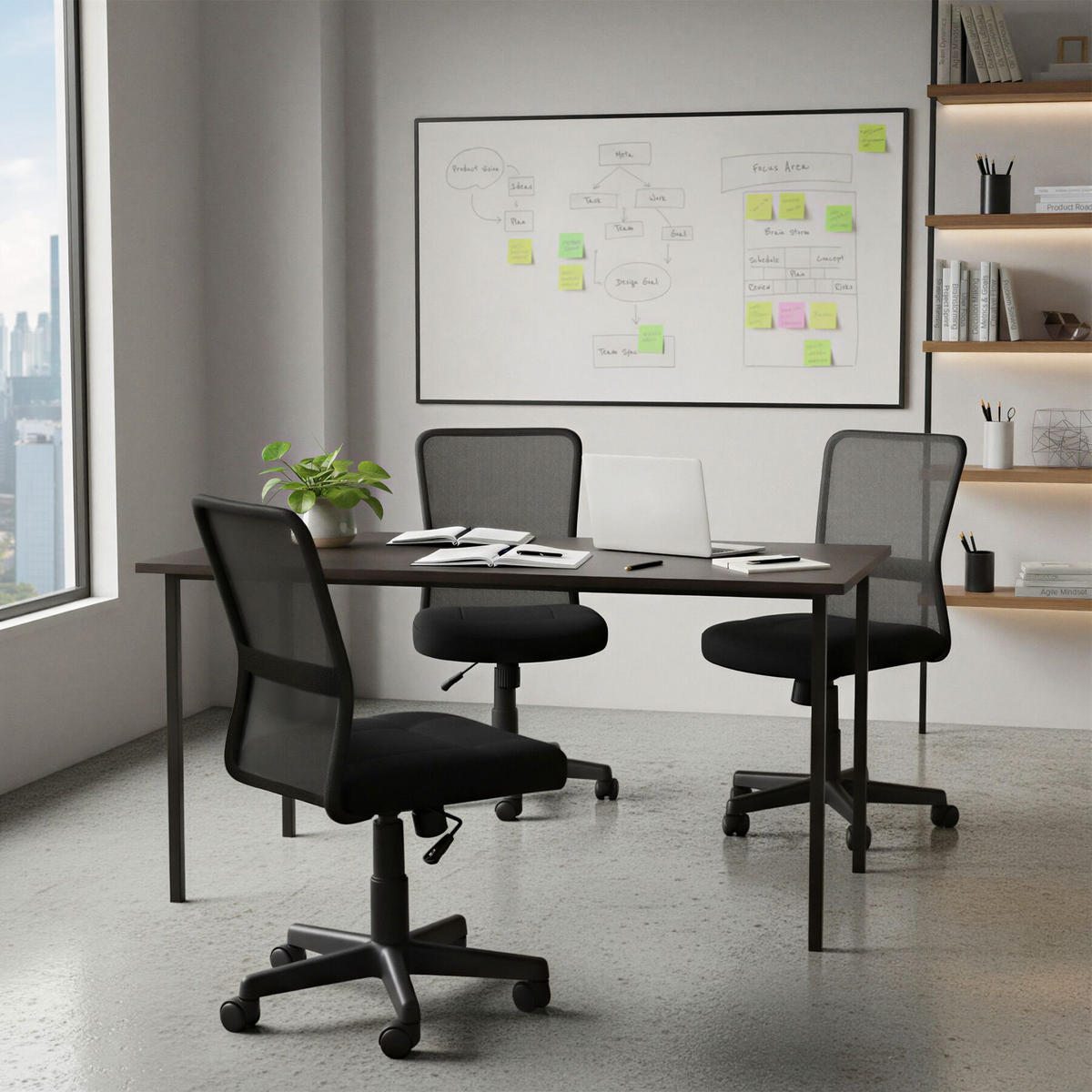 BÜROSTUHL Patrick, stufenlos höhenverstellbar, schwarz - Schwarz, Textil (50/95/43cm) - tectake