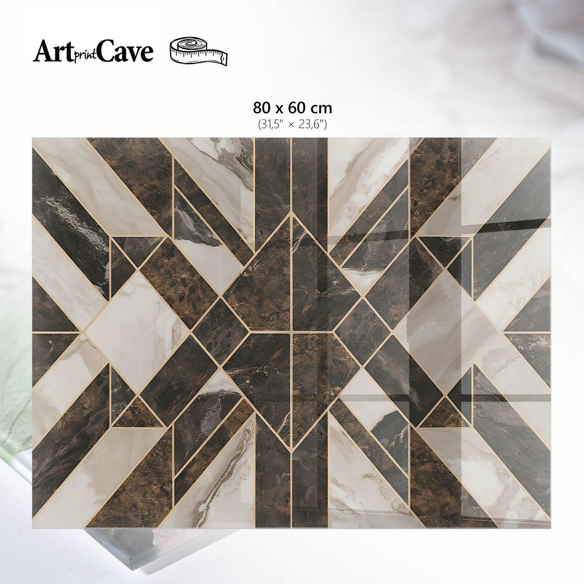 GLASPLATTE 80x60 cm – Stilvolles Mosaik - Weiß, Glas (0.4/80/60cm) - ArtPrintCave