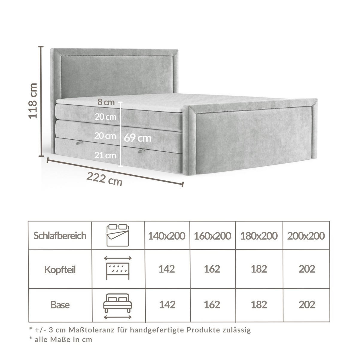 BOXSPRINGBETT Lavenda Rosa 140/200 cm - Schwarz/Rosa, Holz/Holzwerkstoff (140/200cm) - Maison de Reve