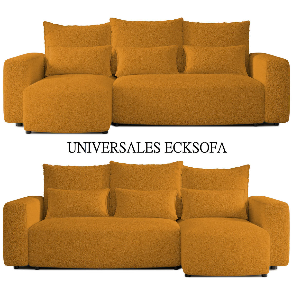 ECKSOFA Travis mit Bettkasten und Schlaffunktion, L-Form, Boucle, Universal - Honig, Holzwerkstoff (248/148cm) - 4ALL HOME