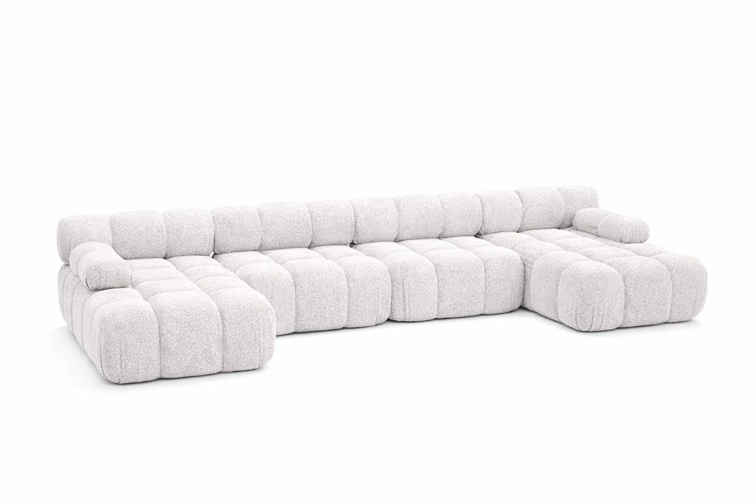ECKSOFA U-Form XL, Stoff Bouclé Abriamo, Ecru, Selia U XL - Ecru, Holz (380/70/160cm) - Kaiser Möbel