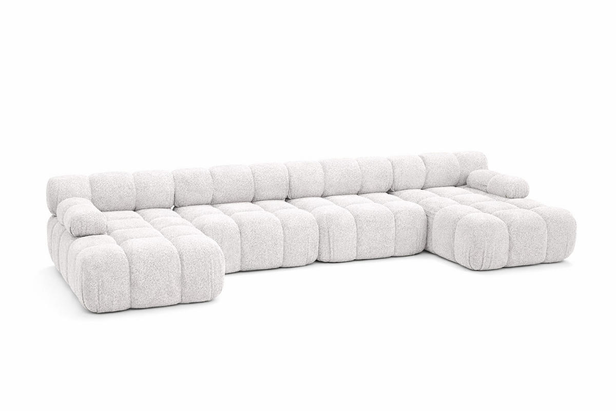ECKSOFA U-Form XL, Stoff Bouclé Abriamo, Ecru, Selia U XL - Ecru, Holz (380/70/160cm) - Kaiser Möbel
