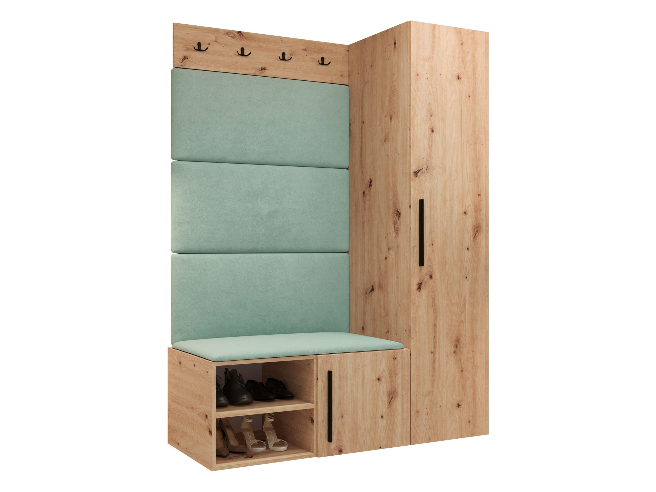 GARDEROBEN-SET Medi II - Schwarz/Eiche Artisan, Holzwerkstoff/Kunststoff (40/191/50cm) - MIRJAN24