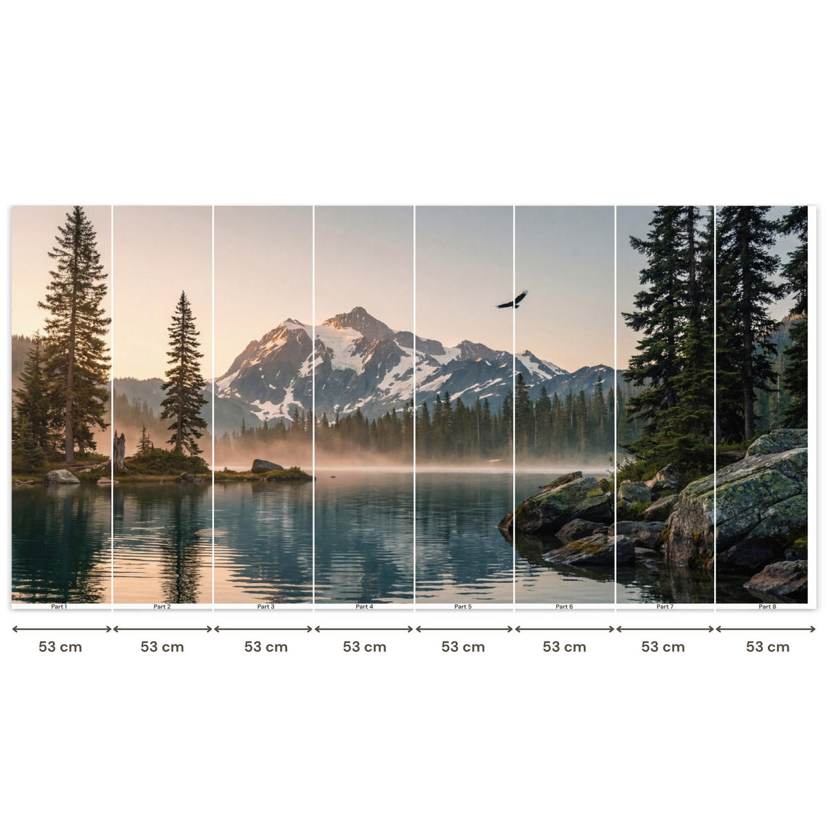 TAPETE - Berge - Wasser - Bäume - 400x200 cm - Multicolor, Papier (400/200cm) - OnlyWow