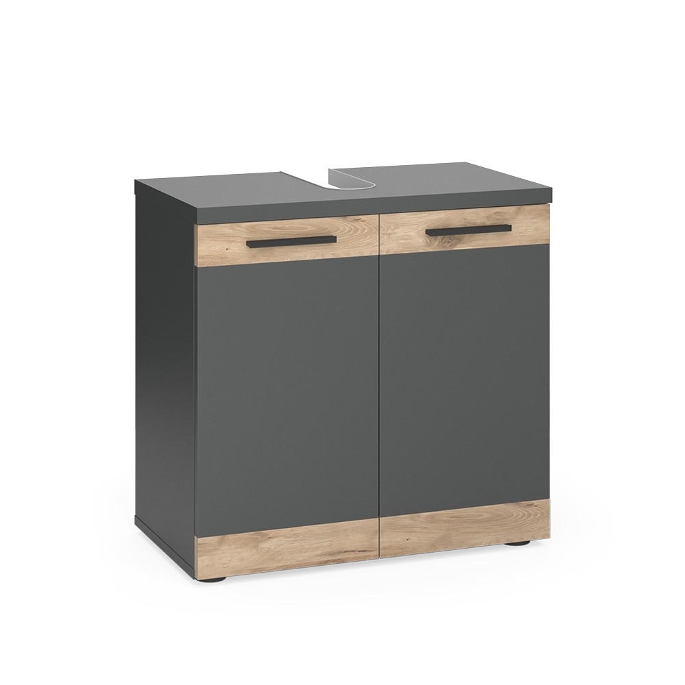WASCHBECKENUNTERSCHRANK Niko Anthrazit/Viking Oak 60 x 59.1 cm - Anthrazit, Holzwerkstoff (60/59.1/34.3cm) - Vicco