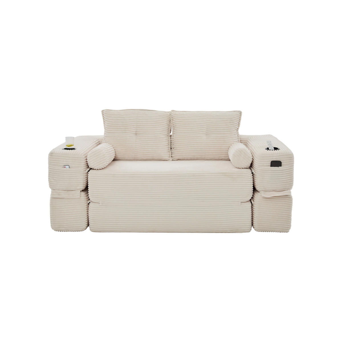 SCHLAFSOFA DE-33817 mit Federkern und Memory-Schaum Beige - Beige, Textil (180/80/98cm) - ComfortXL