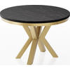 ESSTISCH Clara Gold runder ausziehbarer, Marmor Schwarz 100-180/100/76 cm - Anthrazit/Goldfarben, Holzwerkstoff/Metall (100/100/76cm) - WFL GROUP
