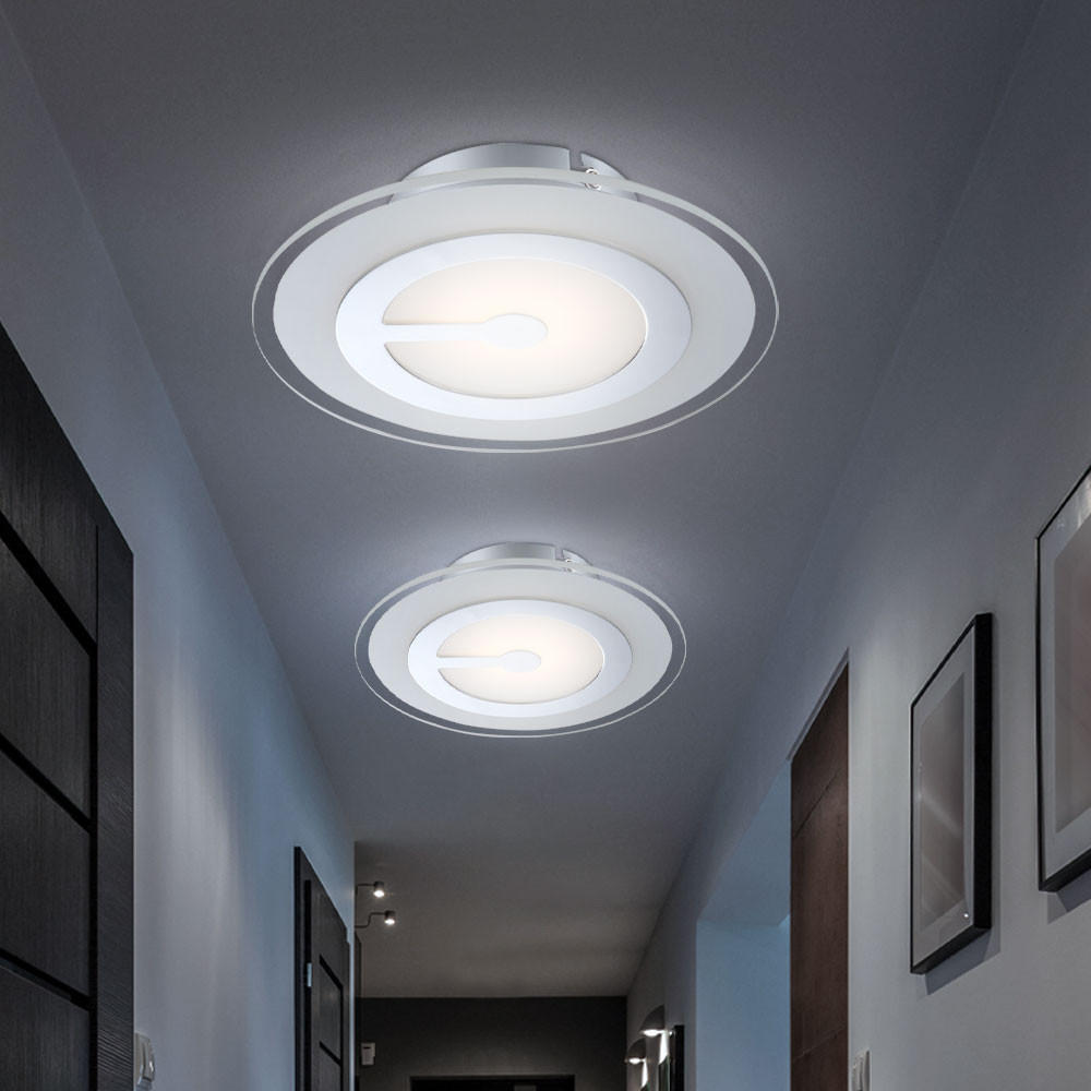 LED DECKENLEUCHTE Chrom Glas Weiß - Weiß, Glas (23/23/5.7cm) - Globo Lighting