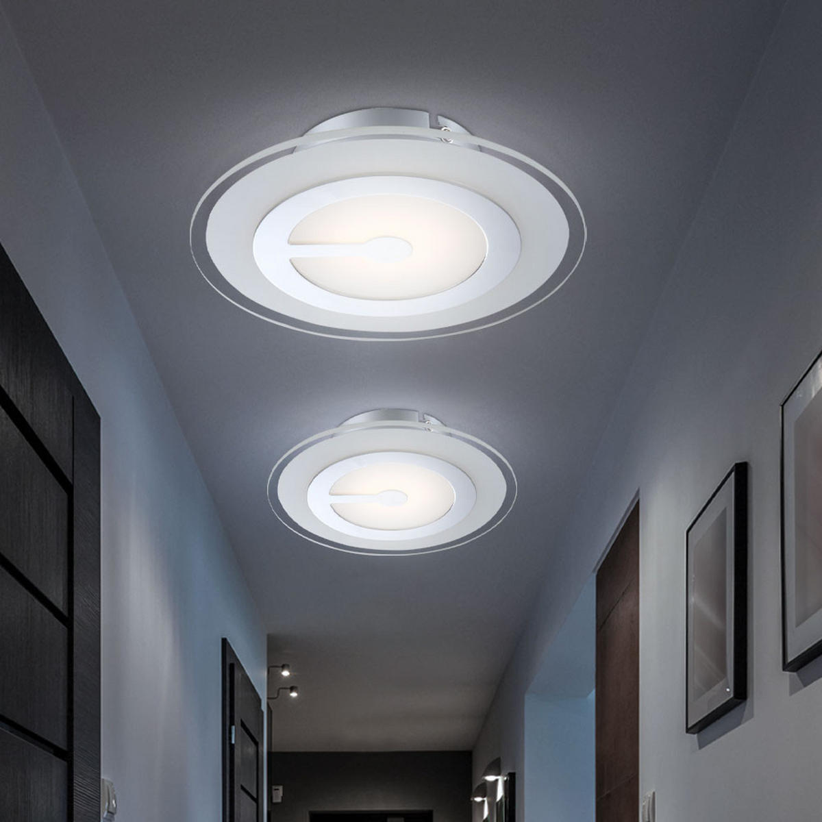 LED DECKENLEUCHTE Glas Chrom Weiß - Weiß, Glas (23/23/5.7cm) - Globo Lighting