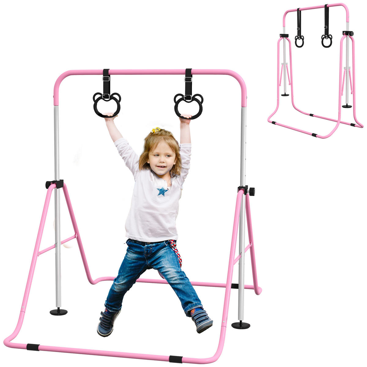 KINDERTURNSTANGE - Rosa, Metall (105/128/148cm) - HOMCOM
