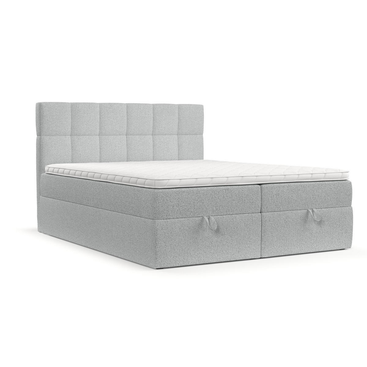 BOXBETT Savio 160/200 cm Hellgrau im Riva Stoff - Hellgrau/Schwarz, Holz/Holzwerkstoff (160/200cm) - AltaBeds